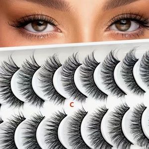 10 PAIRS OF FALSE EYELASHES FAUX MINK NIB